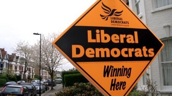 A Lib Dem poster board